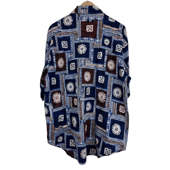 The Territory Ahead Aztec Tribal Button Up Short Sleeve Shirt 100% Cotton Size L - Picture 4 of 4